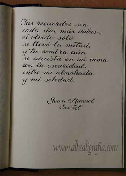 Texto de Serrat sobre el recuerdo de Lucía escrito en caligrafía
