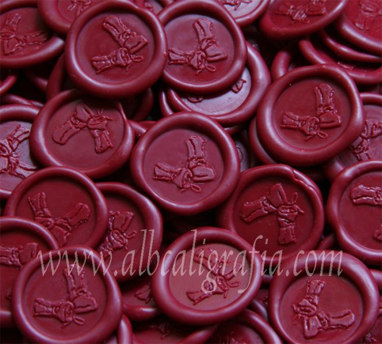 Medallones de lacre color rojo para botellas de vino