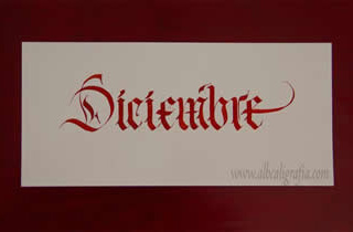 Palabra diciembre en estilo caligráfico gótico