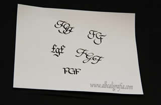 Monograma FGF en caligrafía